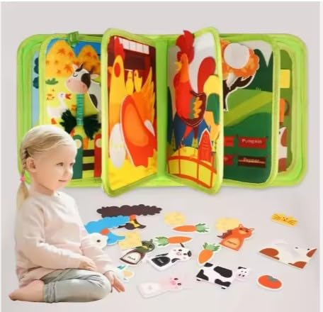 My First Farm Book Montessori Toys Busy Board for Boys and Girls Educational and Sensory Learning Activity Book.