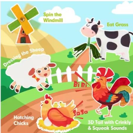 My First Farm Book Montessori Toys Busy Board for Boys and Girls Educational and Sensory Learning Activity Book.