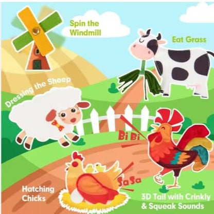 My First Farm Book Montessori Toys Busy Board for Boys and Girls Educational and Sensory Learning Activity Book.