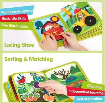 My First Farm Book Montessori Toys Busy Board for Boys and Girls Educational and Sensory Learning Activity Book.