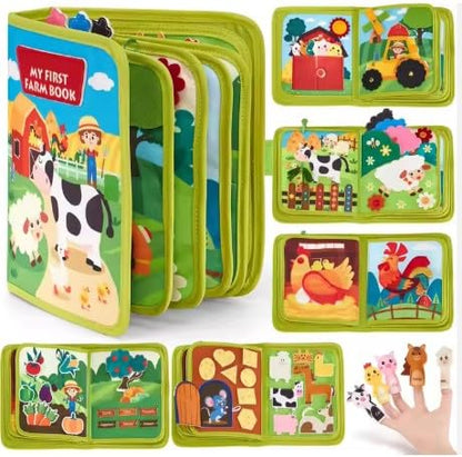 My First Farm Book Montessori Toys Busy Board for Boys and Girls Educational and Sensory Learning Activity Book.