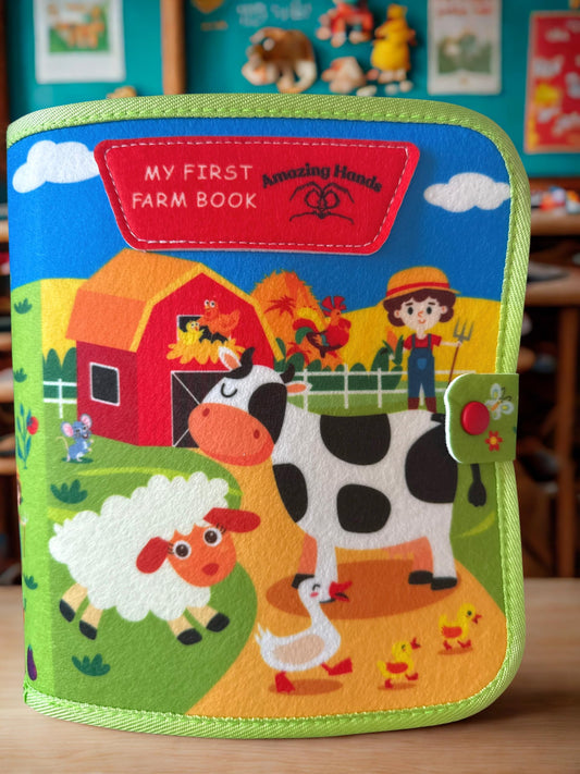 My First Farm Book Montessori Toys Busy Board for Boys and Girls Educational and Sensory Learning Activity Book.